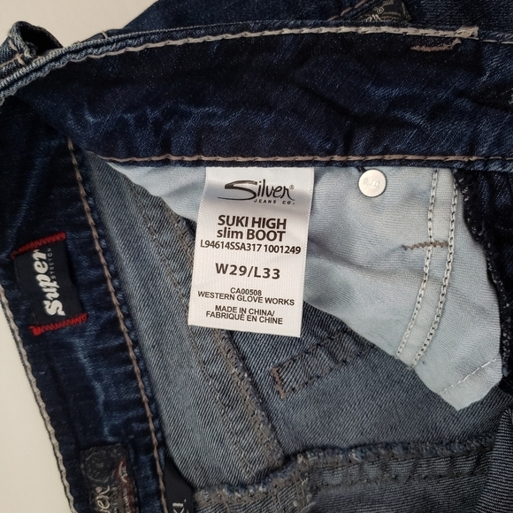 Silver Suki High slim Boot 29 x 33 Medium Wash Super Stretch Denim - Picture 3 of 12